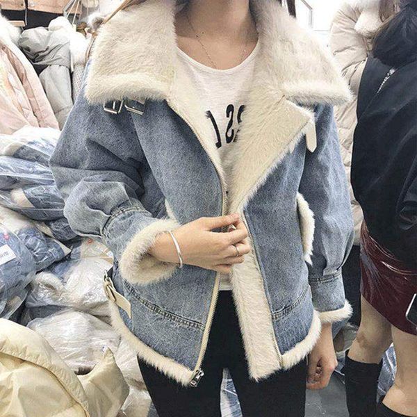 hanzangl cashmere denim jacket 2019 new winter plus velvet thick korean locomotive short lamb coat women cotton clothing, Black
hanzangl cashmere denim jacket 2019 new winter plus velvet thick korean locomotive short lamb coat women cotton clothing, Black