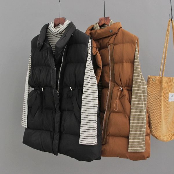 2019 women autumn/winter sleeveless vests 3 colors zipper streetwear warm outwear coat black/beige/coffee female waistcoat, Black;white
2019 women autumn/winter sleeveless vests 3 colors zipper streetwear warm outwear coat black/beige/coffee female waistcoat, Black;white