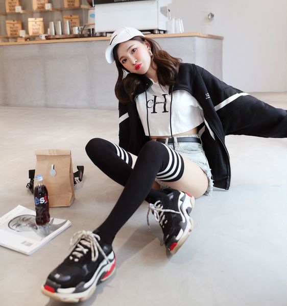 fashionable and casual stockings student baseball sock high tube over knee socks cotton japanese women's socks, Black;white
fashionable and casual stockings student baseball sock high tube over knee socks cotton japanese women's socks, Black;white