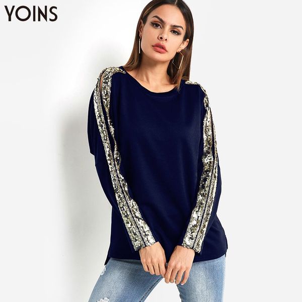 yoins stylish sequins embellished lonng sleeves round neck blouse 2019 women spring autumn shirt high-low hem casual party, White
yoins stylish sequins embellished lonng sleeves round neck blouse 2019 women spring autumn shirt high-low hem casual party, White