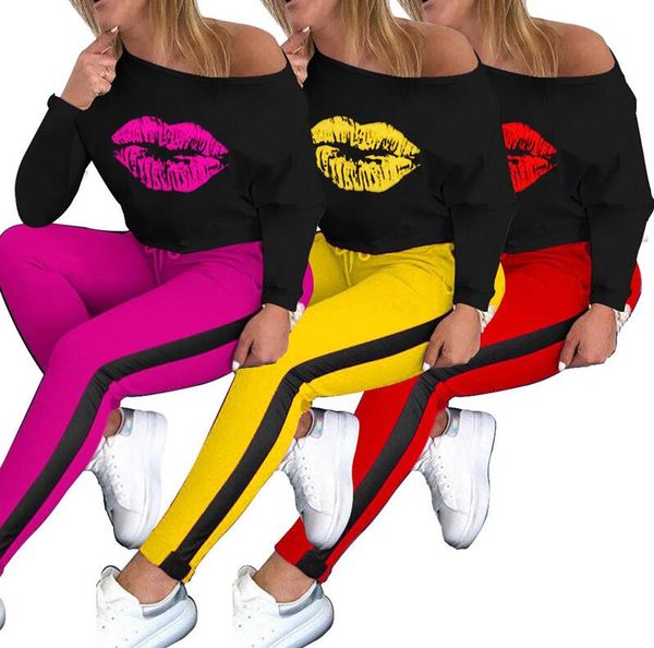 women two piece outfits fashion lips tracksuit autumn long sleeve t shirt pants leggings sport suits woman clothes sweat suit new d8401, White
women two piece outfits fashion lips tracksuit autumn long sleeve t shirt pants leggings sport suits woman clothes sweat suit new d8401, White