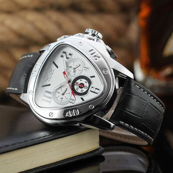 sport racing design geometric triangle mechanical pilot genuine leather men mechanical watch automatic wrist watch, Slivery;brown
sport racing design geometric triangle mechanical pilot genuine leather men mechanical watch automatic wrist watch, Slivery;brown