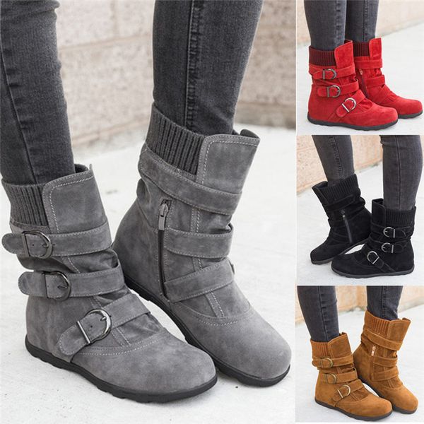 winter boots women suede round toe zipper flat pure color buckle strap keep warm snow boots botas mujer, Black
winter boots women suede round toe zipper flat pure color buckle strap keep warm snow boots botas mujer, Black