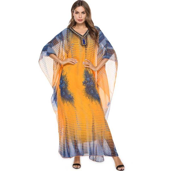 2019 bohemian chiffon diamond beading dress batwing sleeve women muslim abaya fashion dubai arabic uae dressing gowns, Red 
2019 bohemian chiffon diamond beading dress batwing sleeve women muslim abaya fashion dubai arabic uae dressing gowns, Red