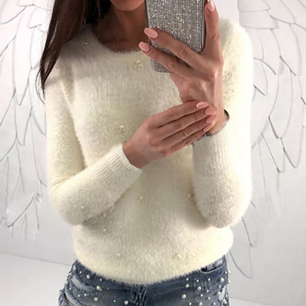 bead plush knitted sweaters pull femme mujer pullovers o-neck thick soft jumper women autumn winter warm solid sweater female, White;black
bead plush knitted sweaters pull femme mujer pullovers o-neck thick soft jumper women autumn winter warm solid sweater female, White;black