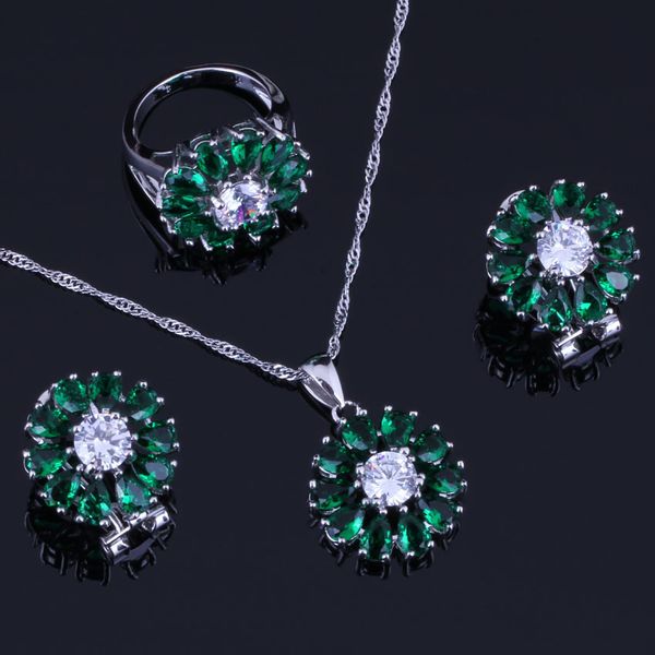 fascinating green cubic zirconia white cz 925 sterling silver jewelry sets for women earrings pendant chain ring v0313
fascinating green cubic zirconia white cz 925 sterling silver jewelry sets for women earrings pendant chain ring v0313