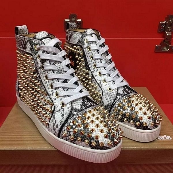 gold spikes python leather high red bottom sneakers,luxury footwear flats,fashion casual comfort leisure wholesale, Red;white
gold spikes python leather high red bottom sneakers,luxury footwear flats,fashion casual comfort leisure wholesale, Red;white