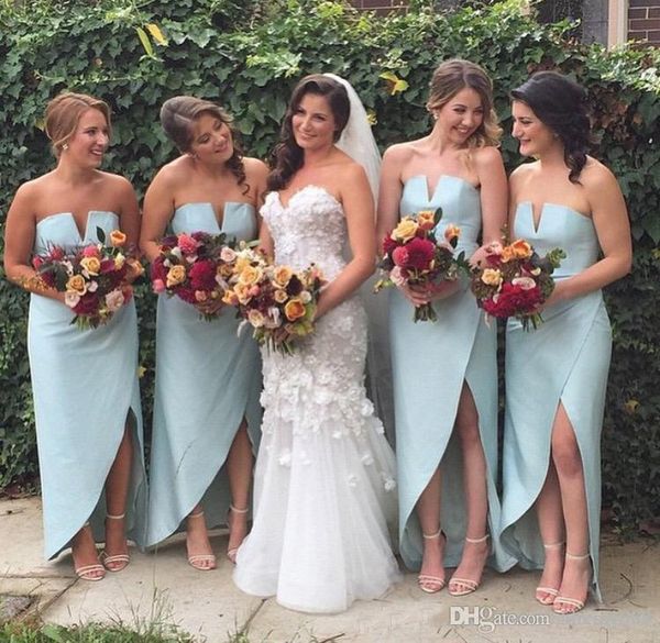 Hi-Lo Sheath bridesmaid dresses 2019 Latest Elegant Strapless Split Front Floor-Length Backless Cheap Prom Party Gown Custom Made Cheap
Hi-Lo Sheath bridesmaid dresses 2019 Latest Elegant Strapless Split Front Floor-Length Backless Cheap Prom Party Gown Custom Made Cheap