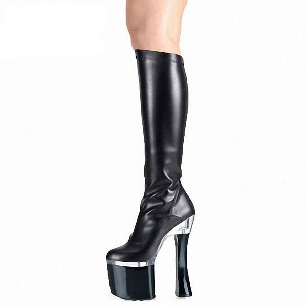 18cm thick heel patent leather long boots women platform slim leg strange heel botas model pole dance shoes fashion show, Black
18cm thick heel patent leather long boots women platform slim leg strange heel botas model pole dance shoes fashion show, Black