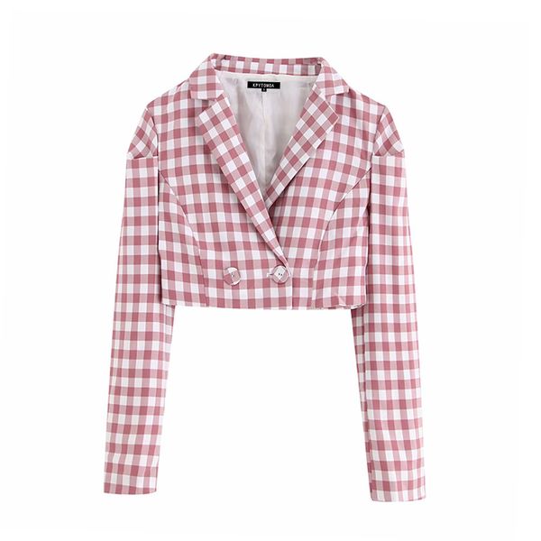 women 2019 fashion notched collar long sleeve outerwear chaqueta vintage stylish double breasted plaid short style blazer coat, White;black
women 2019 fashion notched collar long sleeve outerwear chaqueta vintage stylish double breasted plaid short style blazer coat, White;black