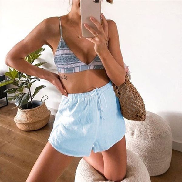 women short pants casual linen cotton elastic drawstring shorts pants trousers all-match loose casual short femme spodenki damsk, White;black
women short pants casual linen cotton elastic drawstring shorts pants trousers all-match loose casual short femme spodenki damsk, White;black