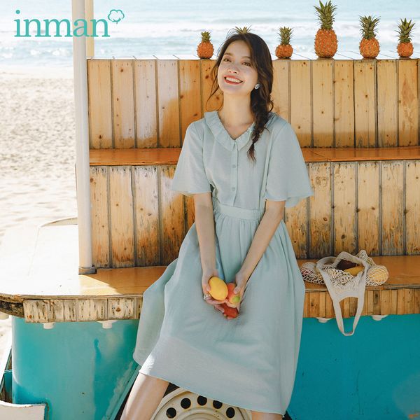 inman 2020 summer new arriavl literary falbala doll collar pure color nipped waist dress, Black;gray
inman 2020 summer new arriavl literary falbala doll collar pure color nipped waist dress, Black;gray