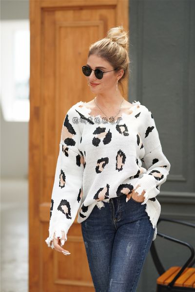 sweater ladies fashion v-neck temperament leopard print long-sleeved sweater loose large size tassel knit jacket cross-border exclusive, White;black
sweater ladies fashion v-neck temperament leopard print long-sleeved sweater loose large size tassel knit jacket cross-border exclusive, White;black