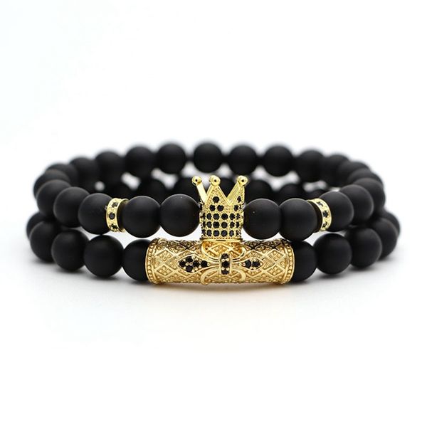 fashion jewelry 2018 her and his lover bracelets for couple white porcelain frosted stone string bangle queen king crown bangles, Black
fashion jewelry 2018 her and his lover bracelets for couple white porcelain frosted stone string bangle queen king crown bangles, Black