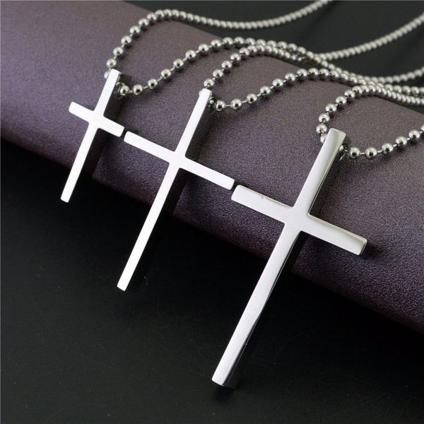 3 sizes plain cross pendant necklace for women men stainless steel bead chain necklace christian jewelry fashion cross, Silver
3 sizes plain cross pendant necklace for women men stainless steel bead chain necklace christian jewelry fashion cross, Silver