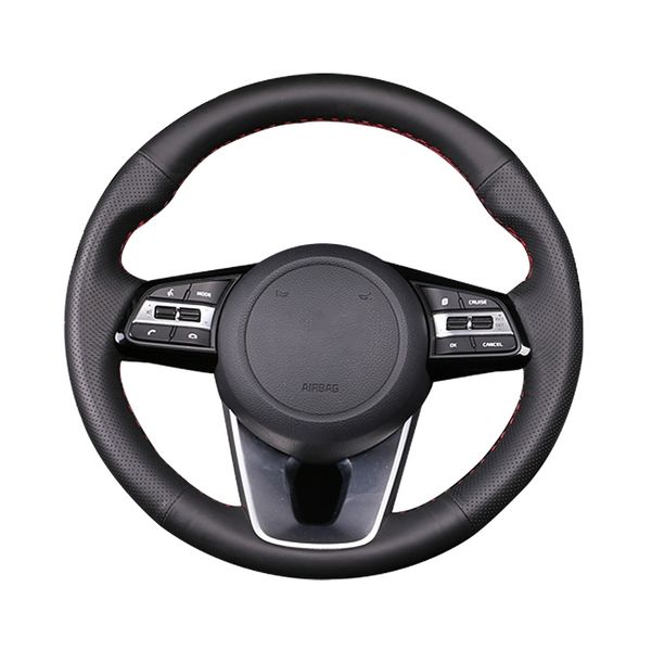 hand-stitched black artificial leather car steering wheel cover for kia k5 optima 2019 cee'd ceed 2019 forte cerato (au) 2018
hand-stitched black artificial leather car steering wheel cover for kia k5 optima 2019 cee'd ceed 2019 forte cerato (au) 2018