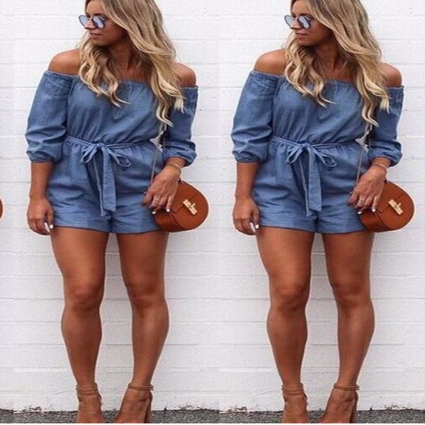 la nice jeans off the shoulder playsuit female for women sashes middle sleeve short romper big size summer womens jumpsuit, Black;white
la nice jeans off the shoulder playsuit female for women sashes middle sleeve short romper big size summer womens jumpsuit, Black;white