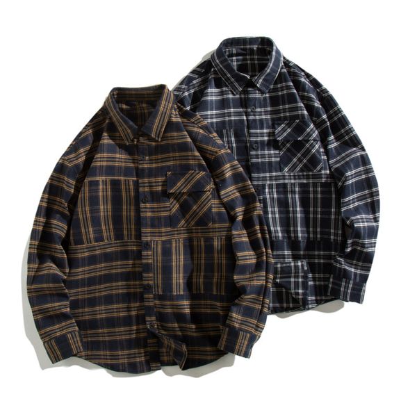 2019 autumn and winter men's new casual contrast color striped pocket lapel long-sleeved shirt loose temperament trend cotton, White;black
2019 autumn and winter men's new casual contrast color striped pocket lapel long-sleeved shirt loose temperament trend cotton, White;black
