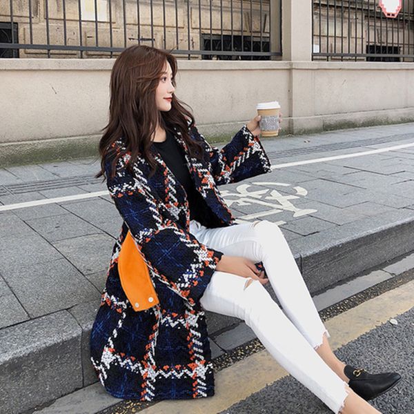2019 autumn winter korean edition new pattern women tweed coat fashion medium length paragraph lattice single button loose coat, Black
2019 autumn winter korean edition new pattern women tweed coat fashion medium length paragraph lattice single button loose coat, Black