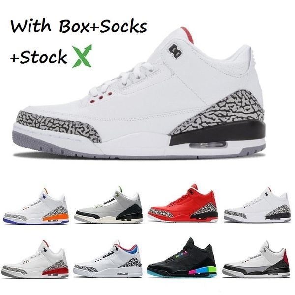 с коробкой высокое количество 3 катрина истинный синий белый черный цемент дизайнерская баскетбольная обувь мужчины jth огонь красный ретро