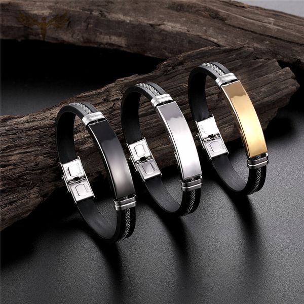 fgift 2019 summer bracelets black silicone bracelet with stainless steel cuff accessories man woman jewelry zomer armbandjes, White
fgift 2019 summer bracelets black silicone bracelet with stainless steel cuff accessories man woman jewelry zomer armbandjes, White
