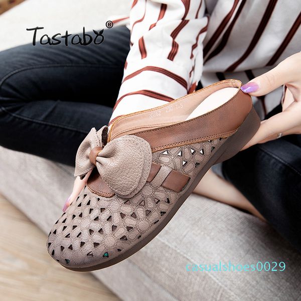 women slippers shoes retro slip on summer bow handmade woman flat with genuine leather shoes female flip flops c29, Black
women slippers shoes retro slip on summer bow handmade woman flat with genuine leather shoes female flip flops c29, Black