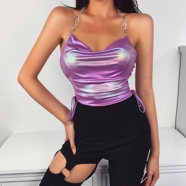 purple chain strap camisole halter sleeveless slim drawstrings tank streetwear clubwear female summer basic top, White
purple chain strap camisole halter sleeveless slim drawstrings tank streetwear clubwear female summer basic top, White