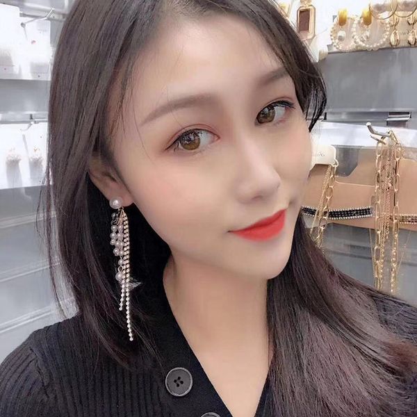 fashion- new s925 ear pin big pearls lucky number 5 long rhinestone tassels asymmetry drop earrings, Silver
fashion- new s925 ear pin big pearls lucky number 5 long rhinestone tassels asymmetry drop earrings, Silver