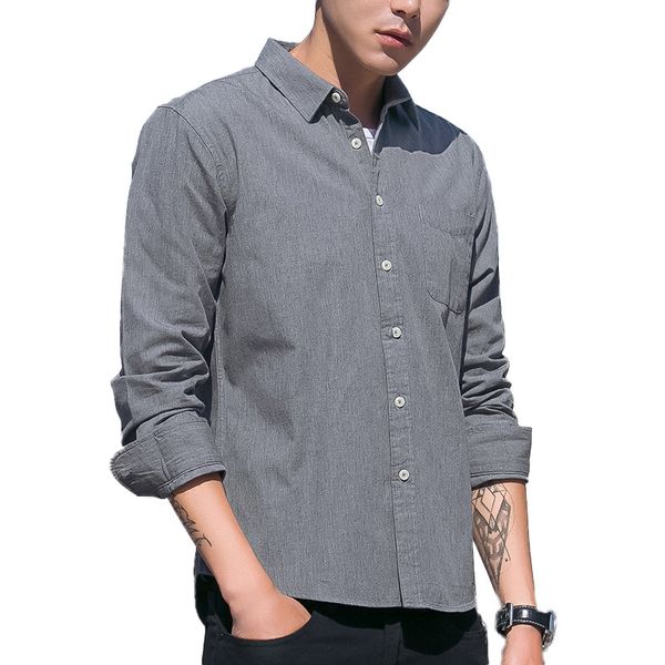 autumn winter shirts men casual cotton shirt solid color turn-down collar full sleeve single breasted clothing male wild tide, White;black
autumn winter shirts men casual cotton shirt solid color turn-down collar full sleeve single breasted clothing male wild tide, White;black