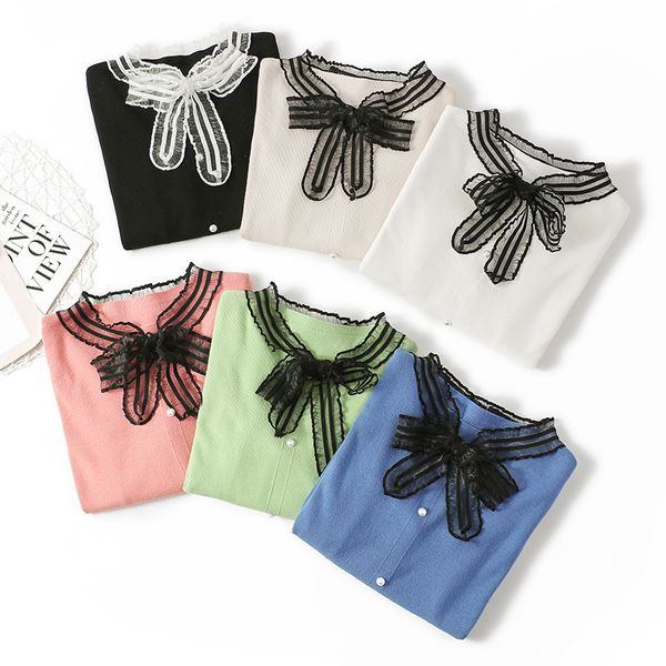 lace patchwork bow solid women sweaters 2019 autumn casual knitted pullovers ladies streetwear knitwear cws0262-5, White;black
lace patchwork bow solid women sweaters 2019 autumn casual knitted pullovers ladies streetwear knitwear cws0262-5, White;black