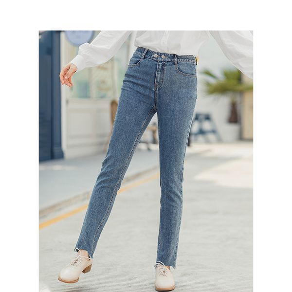inman 2020 spring new arrival retro medium high waist irregular slim women long jeans, Blue
inman 2020 spring new arrival retro medium high waist irregular slim women long jeans, Blue