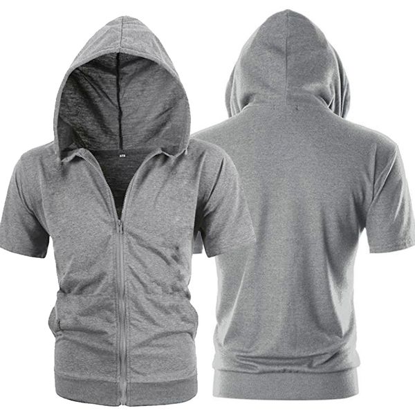 fashion short sleeve mens hoodies jackets casual, Black