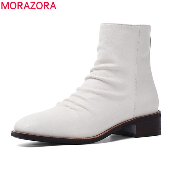morazora 2020 genuine leather simple women boots low heel square toe fashion pleated 2 colors ankle boots, Black
morazora 2020 genuine leather simple women boots low heel square toe fashion pleated 2 colors ankle boots, Black