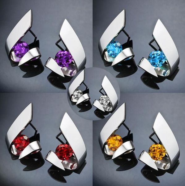 hainon new triangle stud earrings for women party luxury round purple red yellow white colors zircon female silver color earring, Golden;silver
hainon new triangle stud earrings for women party luxury round purple red yellow white colors zircon female silver color earring, Golden;silver