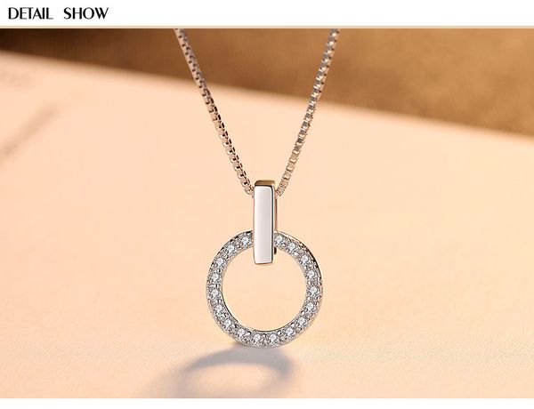 s925 sterling silver necklace box chain pendant zircon simple temperament wild silver necklace gl04