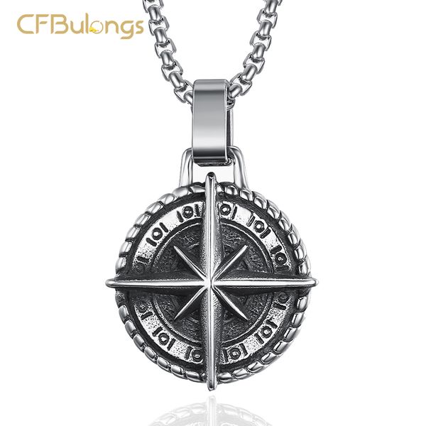 cfbulongs euro-american men's necklace retro stainless steel compass pendant jewelry, Silver
cfbulongs euro-american men's necklace retro stainless steel compass pendant jewelry, Silver