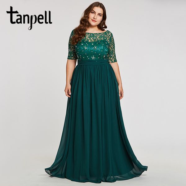 tanpell fashion plus evening dresses scoop a line floor length dress chiffon half sleeves beaded lace long evening gown, White;black
tanpell fashion plus evening dresses scoop a line floor length dress chiffon half sleeves beaded lace long evening gown, White;black