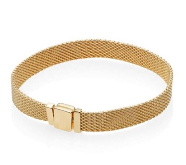 new original 925 sterling silver bracelet gold color shine woven mesh reflexions bangle fit women bead charm fashion jewelry, Black
new original 925 sterling silver bracelet gold color shine woven mesh reflexions bangle fit women bead charm fashion jewelry, Black