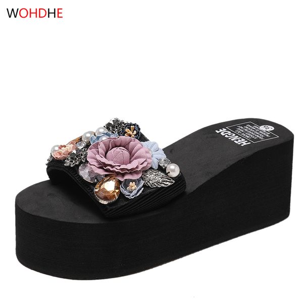 wohdhe 7cm handmade slippers flower crystals elastic fabric slides women flip flops beach shales platform 2020 new, Black
wohdhe 7cm handmade slippers flower crystals elastic fabric slides women flip flops beach shales platform 2020 new, Black