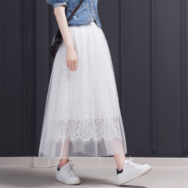 women solid hollow out pleated skirt vintage lace high waist mid-calf length ladies skirts spring chic fashion ball gown skirt, Black
women solid hollow out pleated skirt vintage lace high waist mid-calf length ladies skirts spring chic fashion ball gown skirt, Black