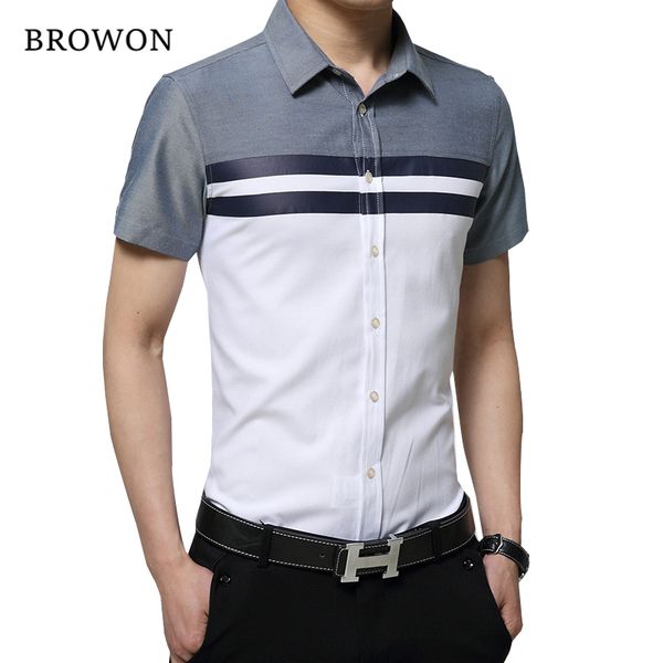 browon new arrival mens shirt fashion short sleeve men shirt regular fit striped design social camisa social masculina, White;black
browon new arrival mens shirt fashion short sleeve men shirt regular fit striped design social camisa social masculina, White;black