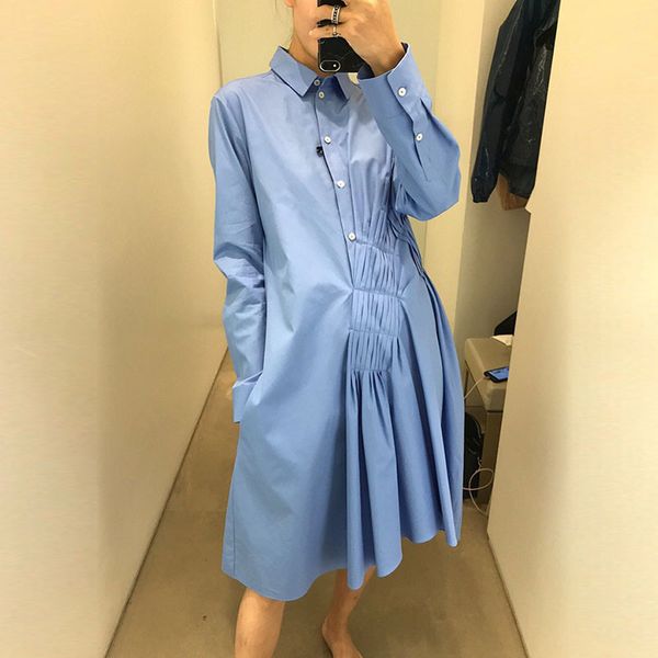 dress women's 2019 spring and summer new style ins simple elegant pleat versatile japanese korean students long sleeve long shir, White;black
dress women's 2019 spring and summer new style ins simple elegant pleat versatile japanese korean students long sleeve long shir, White;black