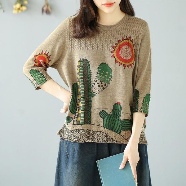 women's sweaters women loose large size cactus printing tees and 2021 spring round neck pullover calf-lenght sleeve cotton sweater z2, White;black
women's sweaters women loose large size cactus printing tees and 2021 spring round neck pullover calf-lenght sleeve cotton sweater z2, White;black