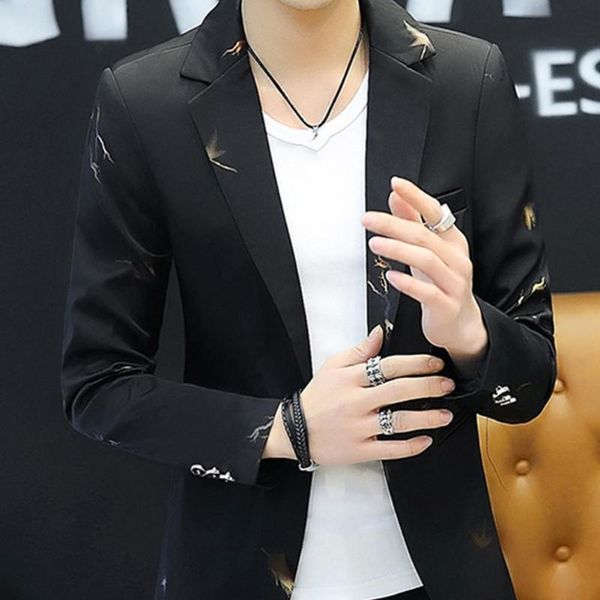 fashion men printed long sleeve lapel one button sliming blazer suit jacket coat, White;black
fashion men printed long sleeve lapel one button sliming blazer suit jacket coat, White;black
