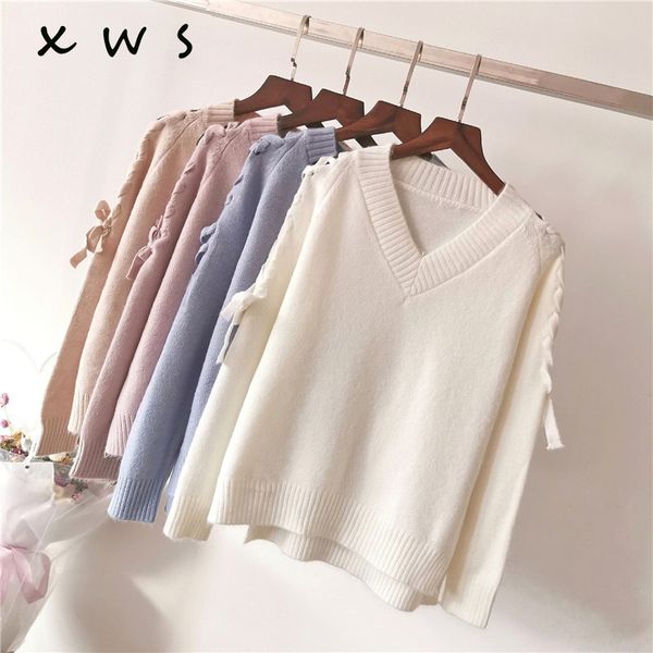v-neck loose korean autumn winter thick coarse bow sweater pullover oversize sweater women lazy big female cashmere top, White;black
v-neck loose korean autumn winter thick coarse bow sweater pullover oversize sweater women lazy big female cashmere top, White;black