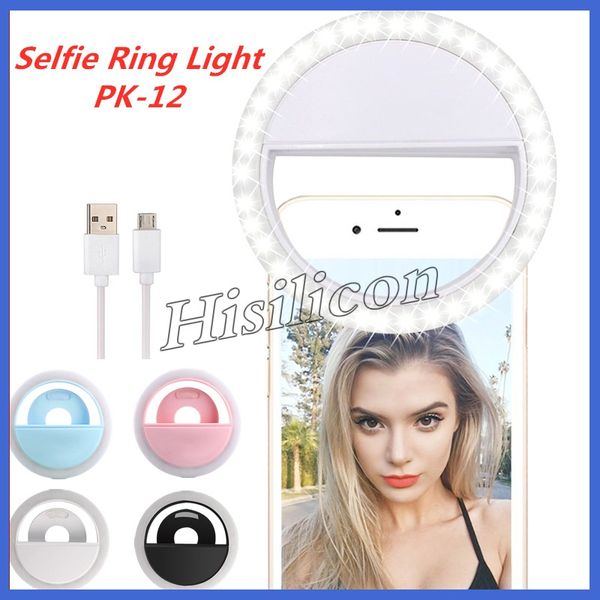 

fasion selfie led ring light pk-12 light flash lamp camera pgraphy with usb charging for iphone samsung huawei +retail box
