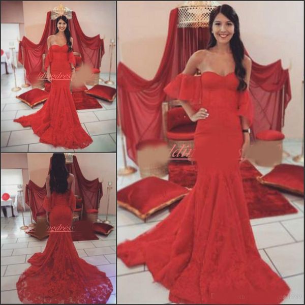 stunning red lace mermaid evening dresses capped off shoulder pageant gown plus size prom dresses robe de soiree formal party, Black;red
stunning red lace mermaid evening dresses capped off shoulder pageant gown plus size prom dresses robe de soiree formal party, Black;red