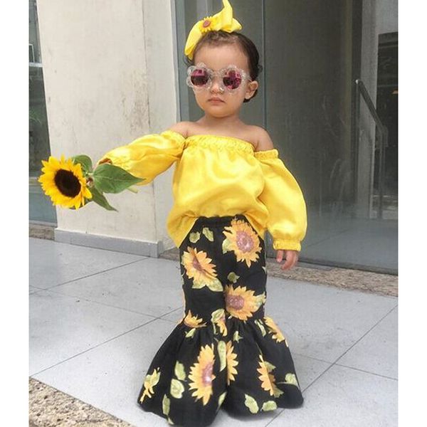 new kids designer clothes girls outfits children strapless shoulder sunflower flare pants 2pcs/set spring autumn baby clothing sets a43, White
new kids designer clothes girls outfits children strapless shoulder sunflower flare pants 2pcs/set spring autumn baby clothing sets a43, White