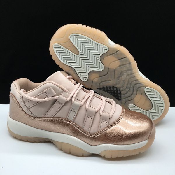 with shoes box gs 11 xi low rose gold metallic bronze basketball shoes womens 11s real carbon fiber sports sneakers, White;red
with shoes box gs 11 xi low rose gold metallic bronze basketball shoes womens 11s real carbon fiber sports sneakers, White;red