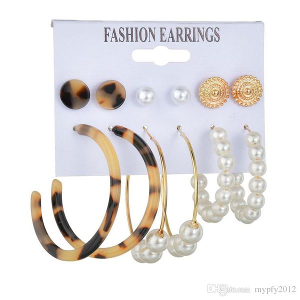 6 pairs/set pearl earrings for women geometric big circle earring leopard print acrylic c shape hoop earring, Silver
6 pairs/set pearl earrings for women geometric big circle earring leopard print acrylic c shape hoop earring, Silver